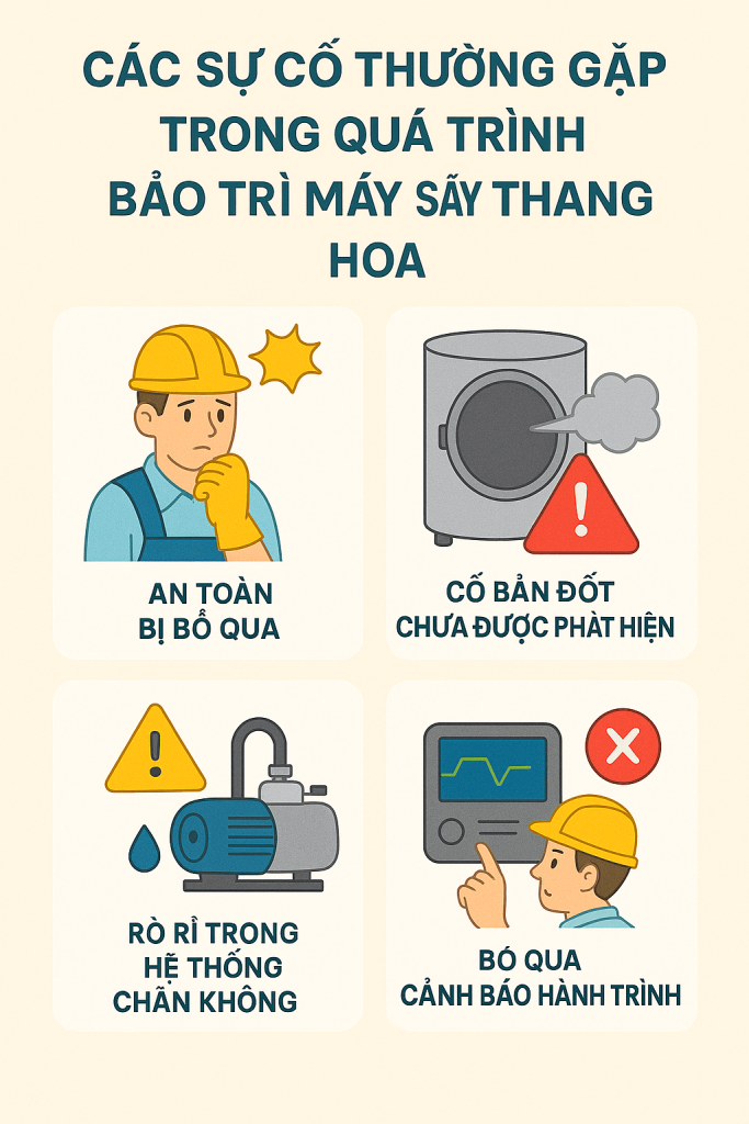 Các sự cố thường gặp trong quá trình bảo trì máy sấy thăng hoa